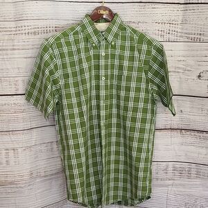 225 - Wrangler Hero Green Plaid Casual Button Pocket Cotton Shirt Men's Small